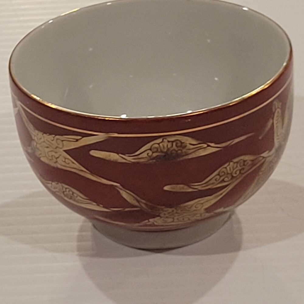Vintage antique kutani cup red gold accent
